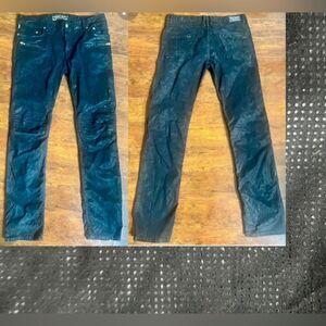 VINTAGE Y2K ROBINS JEANS BLACK MOTARD PLEATED KNEE MENS SIZE 36